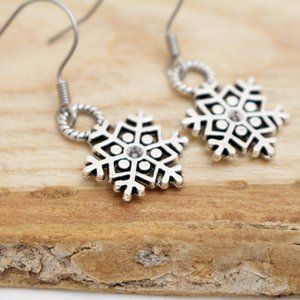 Small Snowflake Charm Earrings